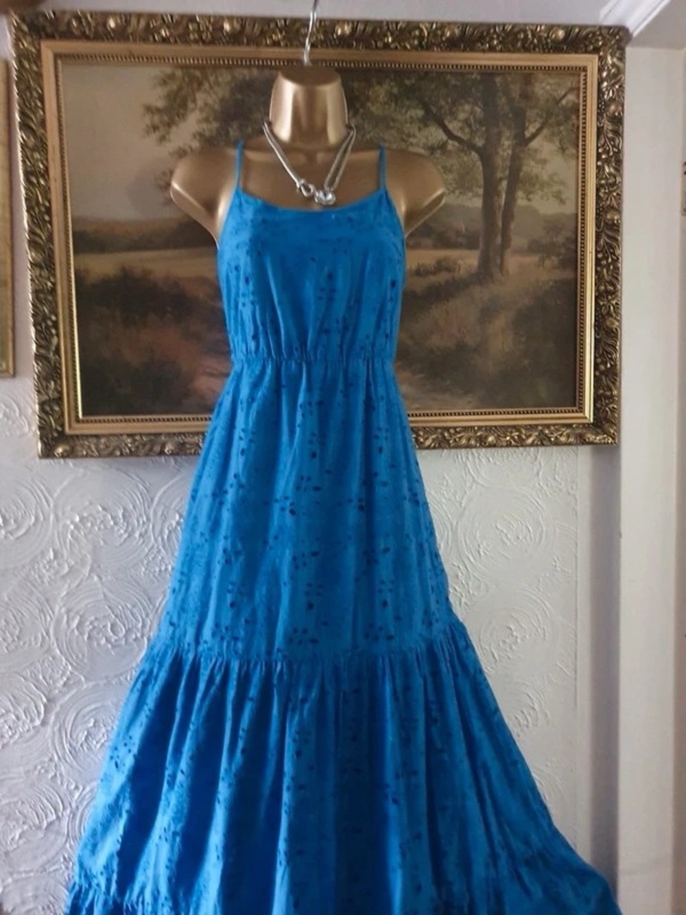 Bright Blue Spaghetti-Strap Maxi Dress